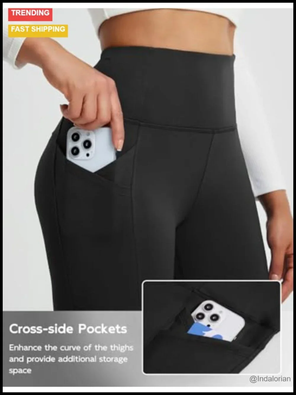 Fleece Lined High Waisted Thermal Leggings Tummy Control 4 Pockets
